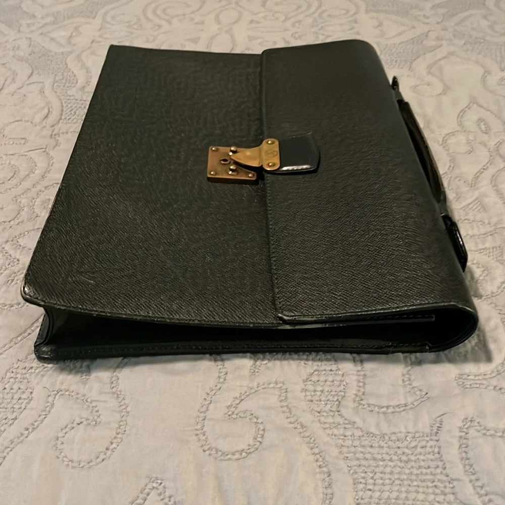 Louis Vuitton Large Black Taiga Leather Briefcase